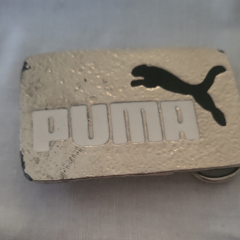 Puma Gold and Black Logo Belt Buckle